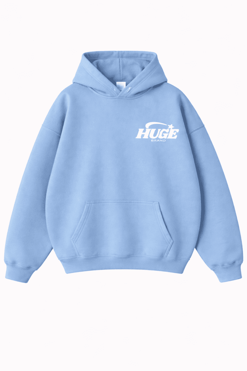 Sudadera streetwear oversize azul claro de Huge Brand vista frontal