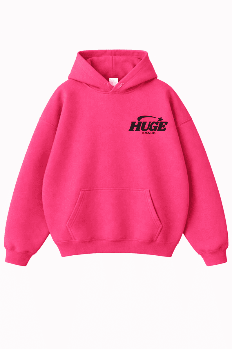 Sudadera streetwear oversize rosa de Huge Brand vista frontal